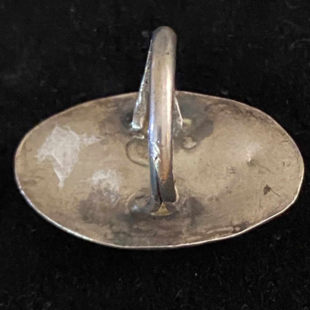 Vintage Native American Sterling Silver Turquoise Shadowbox Ring | Southwestern - Picture 7 of 9